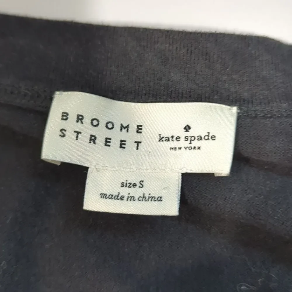 Kate Spade Sweater Womens Small Black‎ Open Front Cardigan